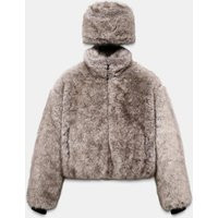 Zara - Short Coat With Faux Fur Hood Heiq Xreflex™ Technology Ski Collection In Light Beige - S - Woman | Zara UK