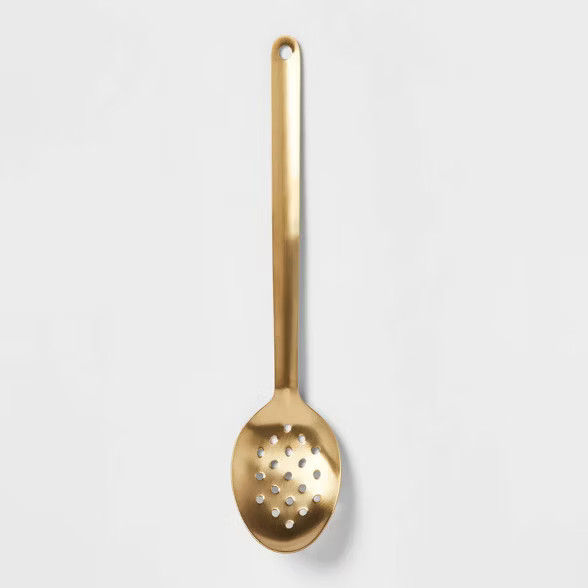 Stainless Steel Brass Finish Slotted Spoon - Threshold™ | Target
