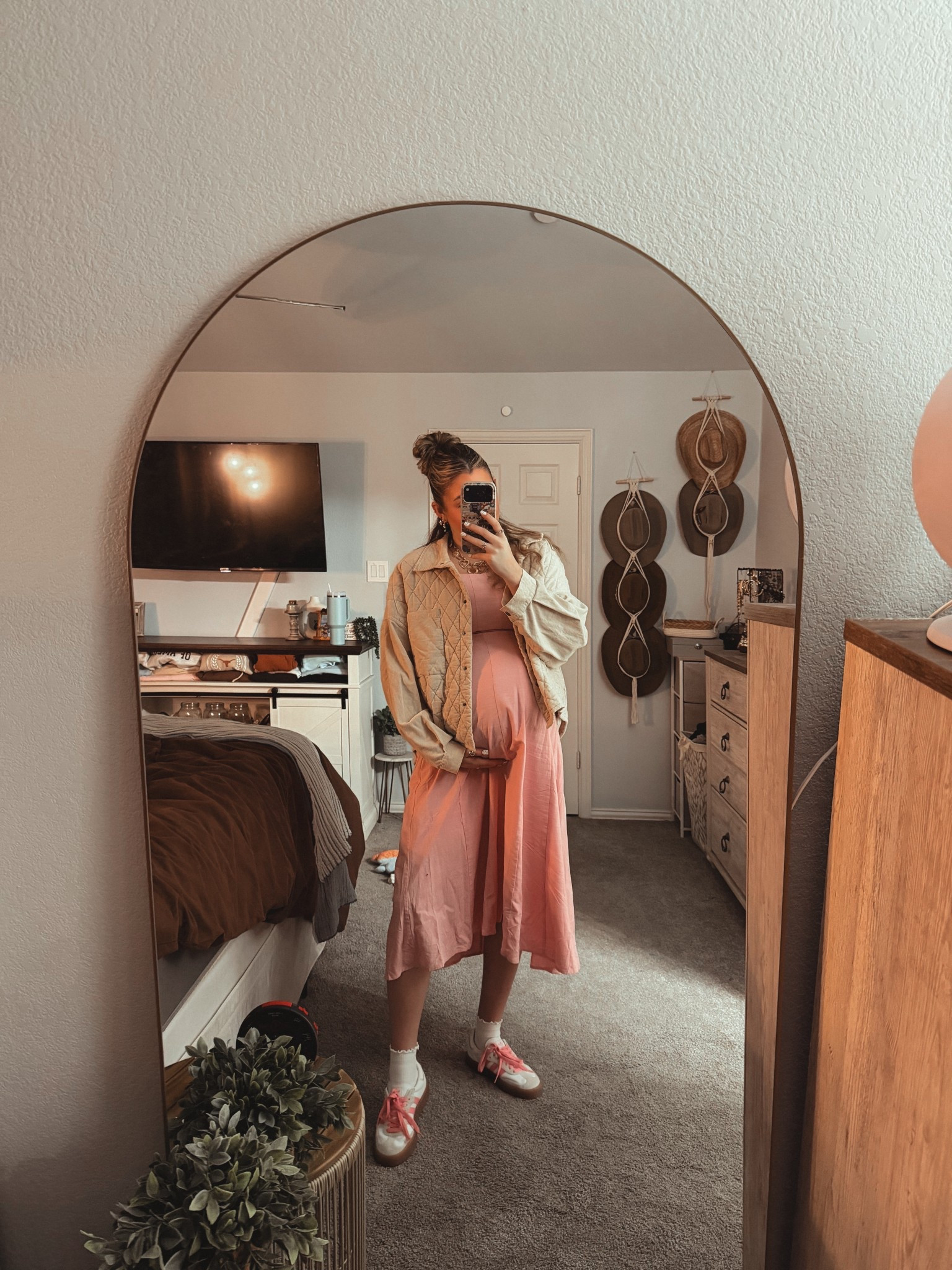 Maternity fashion. Ootd inspo. Spring dress. Midi dress. Bump friendly  

#LTKootd #LTKSpringSale #LTKBump