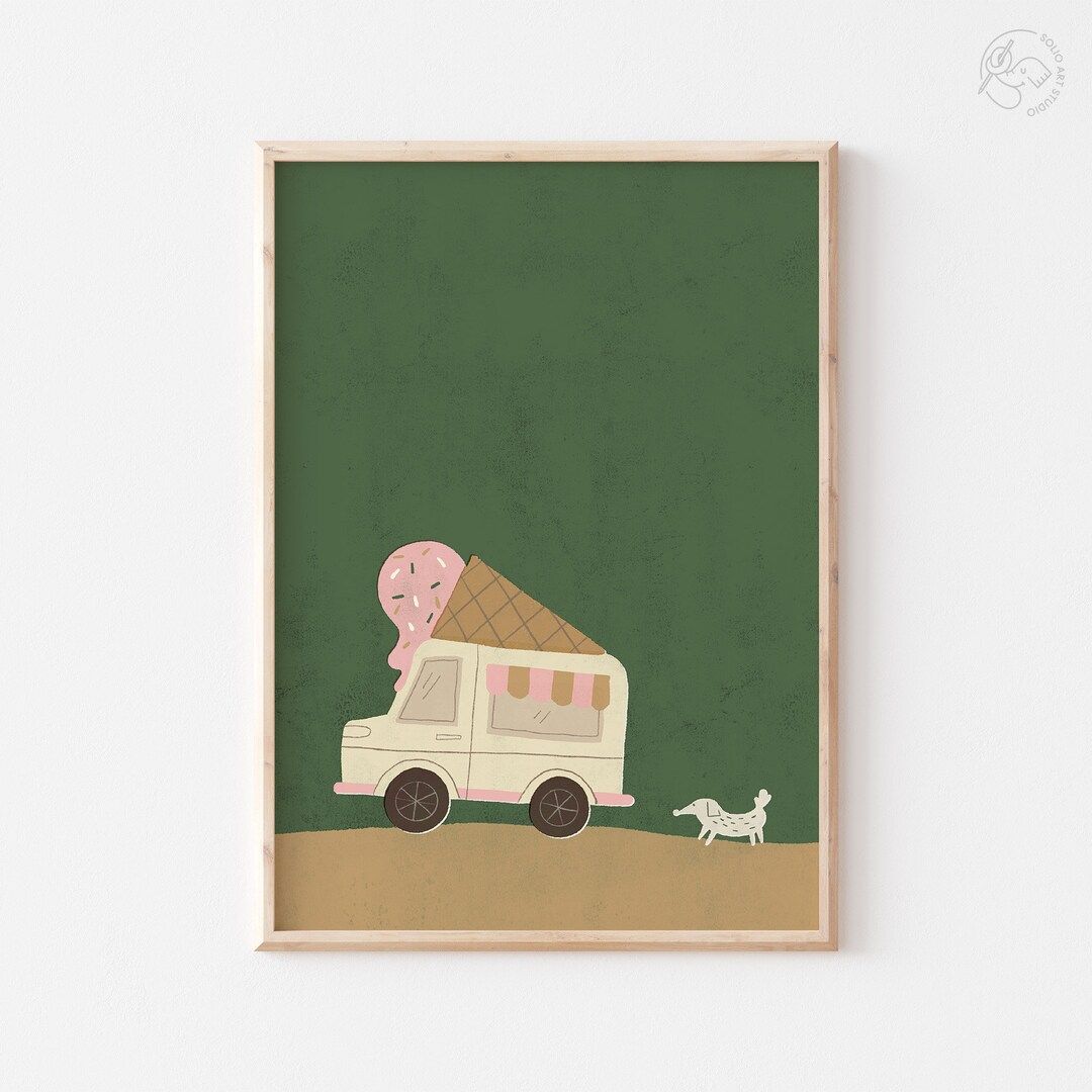Ice Cream Truck Wall Art, Kids Room Decor, Green Nursery Decor, DIGITAL DOWNLOAD | Etsy (US)