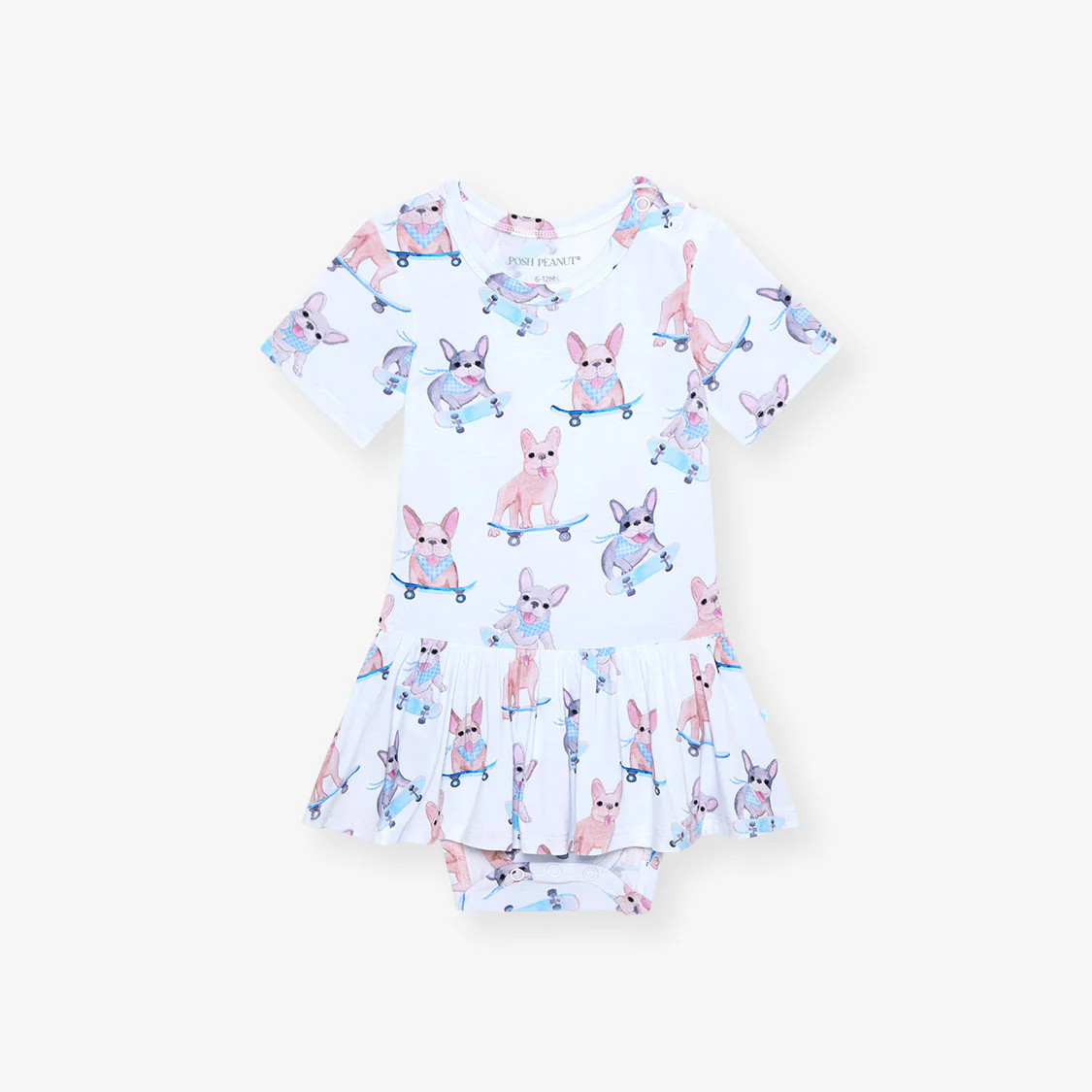 Dog Blue Baby Girl Twirl Skirt Bodysuit | Toby | Posh Peanut