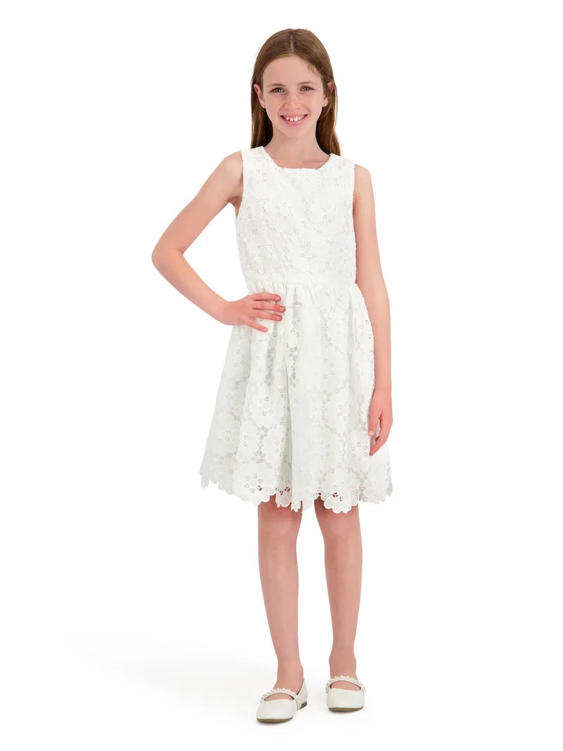 Kensie Girl Sleeveless Lace Fit and Flare Dress, Sizes 4-16 | Walmart (US)