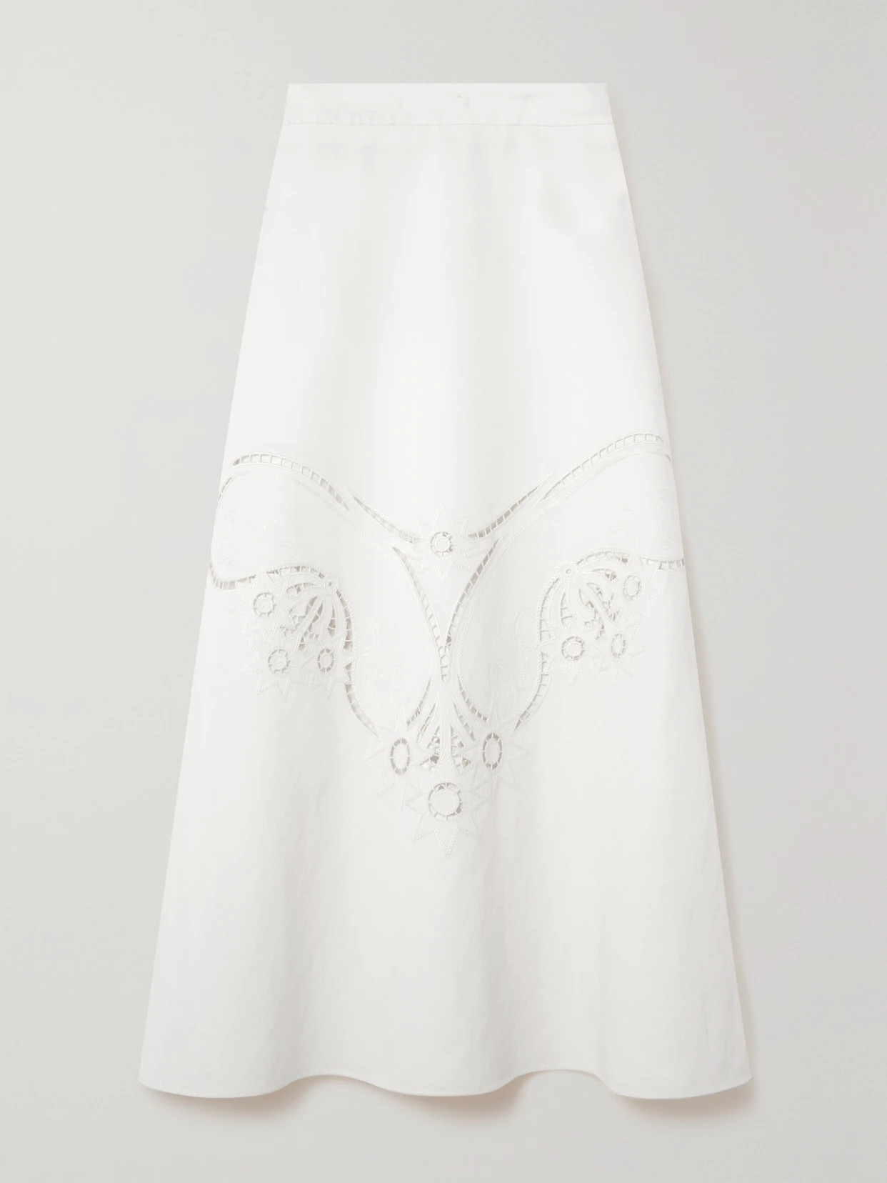 Chloé - Broderie Anglaise Crepe Midi Skirt - White | NET-A-PORTER (US)