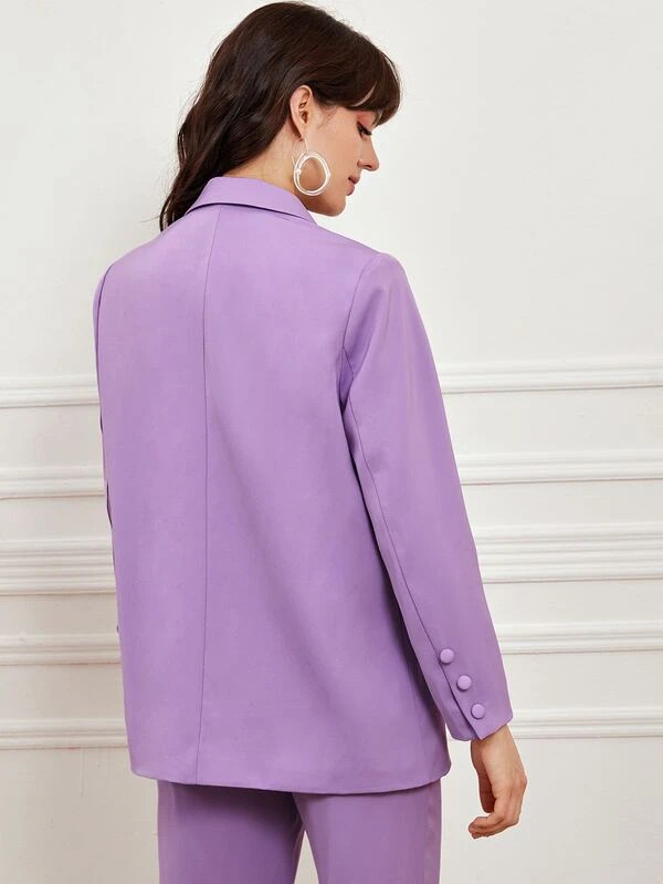 SHEIN Premium Button Front Longline Blazer | SHEIN