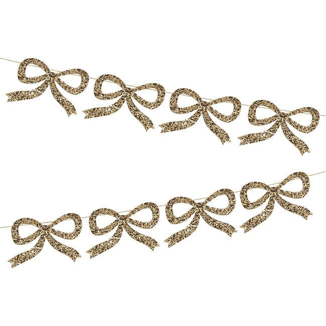 Gold Glitter Bow Garland | Maisonette