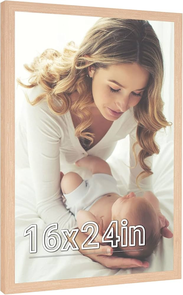 16x24 Frame Natural Woodgrain, 24x16 Picture Frame Beige, Rustic 40x60cm Poster Frame, Large 16 b... | Amazon (US)