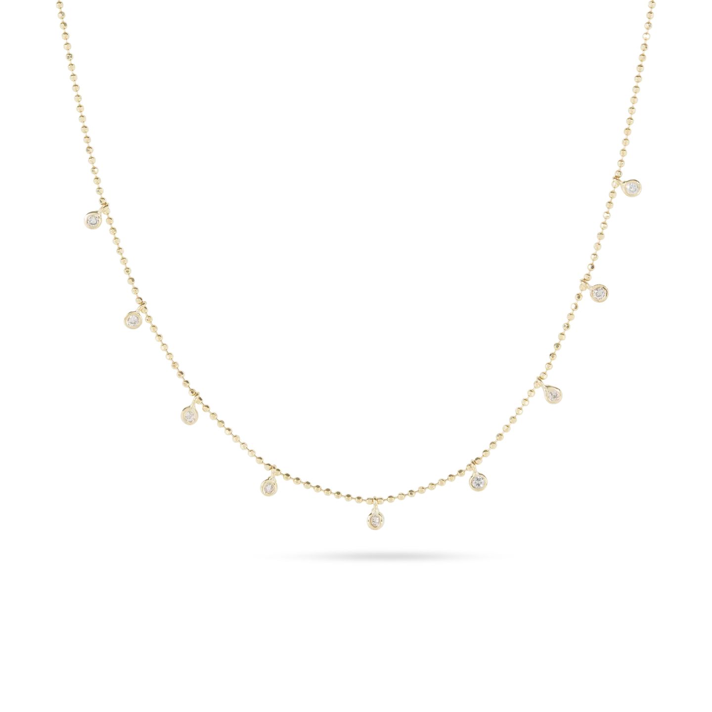 Teeny Dangling Diamond Bead Chain Necklace | Stone & Strand