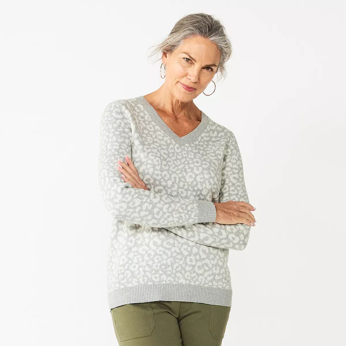 Women's Croft & Barrow® Classic V-Neck Cable Sweater | Kohl's