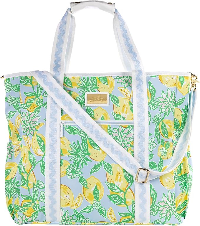 Lilly Pulitzer Yellow Picnic and Beach Cooler, Insulated Bag with Adjustable Shoulder Strap and Z... | Amazon (US)