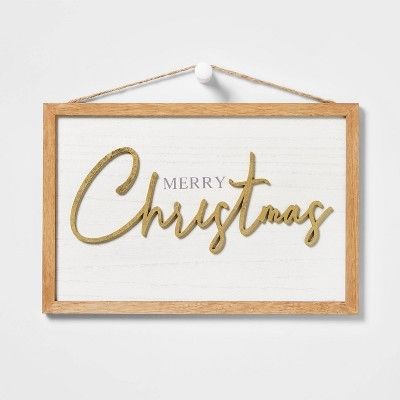 Merry Christmas with Wood Frame Hanging Sign - Wondershop™ | Target