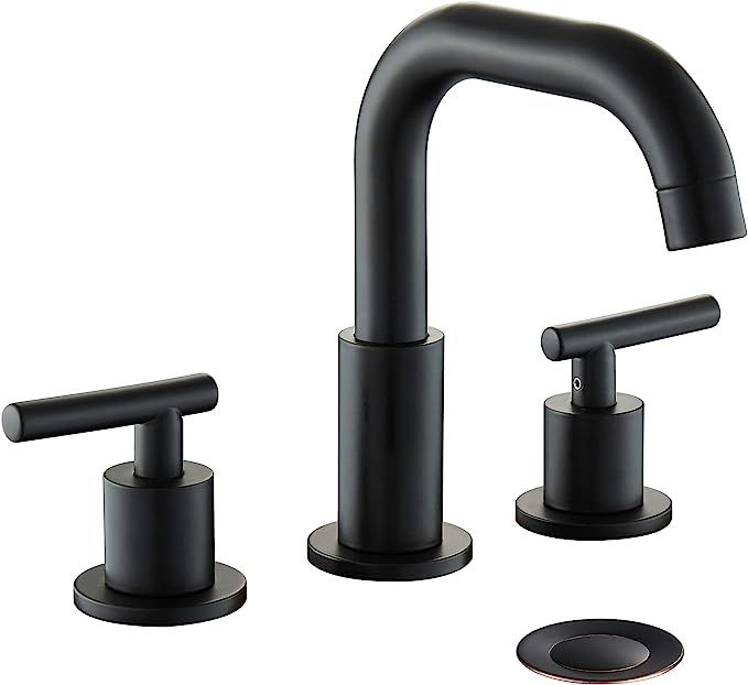 MYHB, Matte Black SH001H 2-Handle 8 inch Widespread Bathroom Faucet for 3 Hole Sink | Amazon (US)