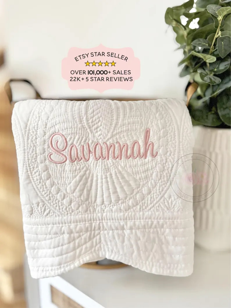 Personalized Embroidered Baby Blanket Custom Heirloom Quilt for Baby Showers, Newborns, Photoshoo... | Etsy (US)