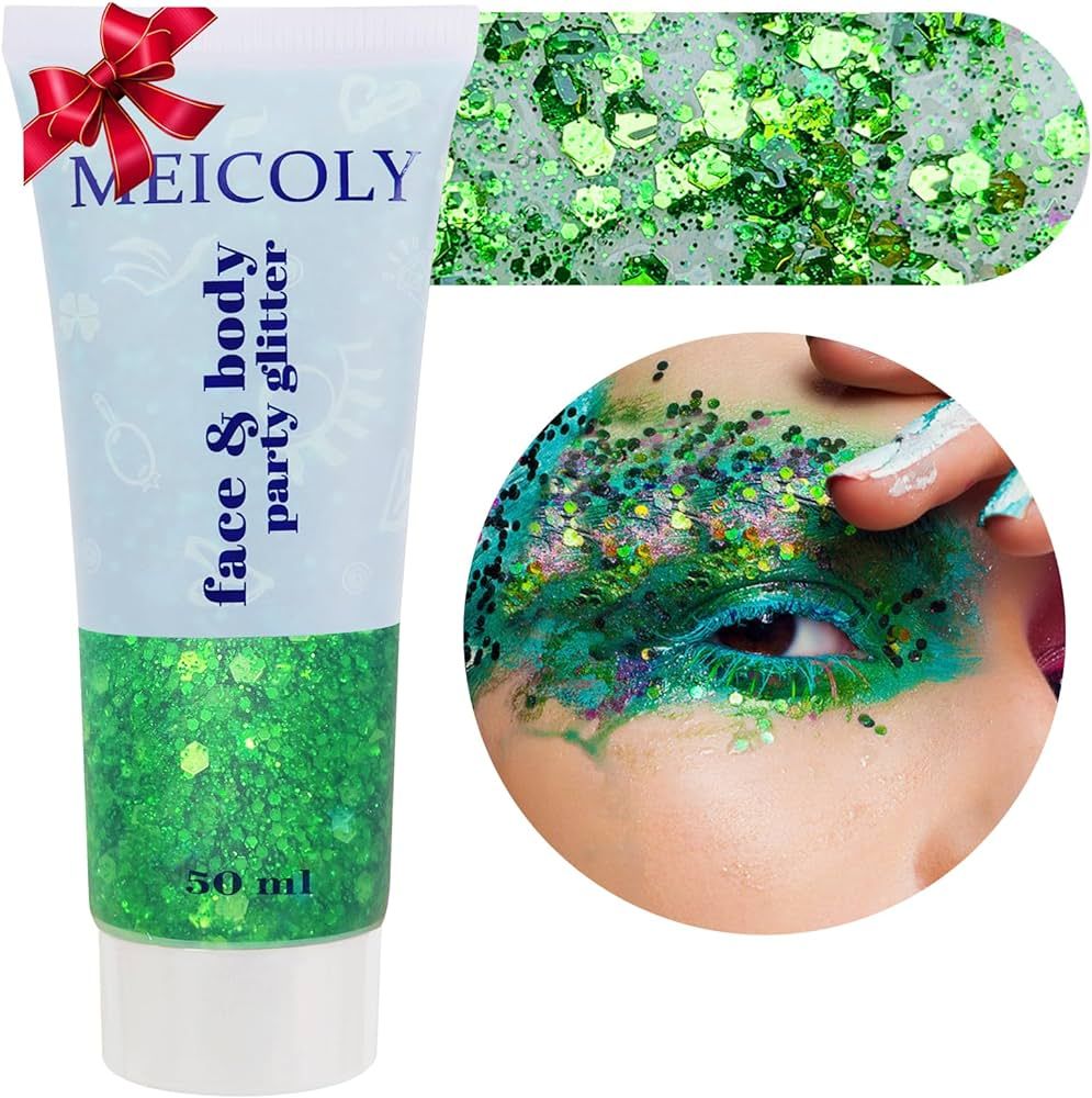 MEICOLY Green Body Glitter,St Patricks Day Accessories Face Glitter,St.Patrick's Day Alien Glitte... | Amazon (US)