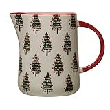 Creative Co-Op 7-1/2"L x 5" W x 6-1/4"H 32 oz. Hand-Painted Stoneware Pitcher w/Christmas Tree Pa... | Amazon (US)