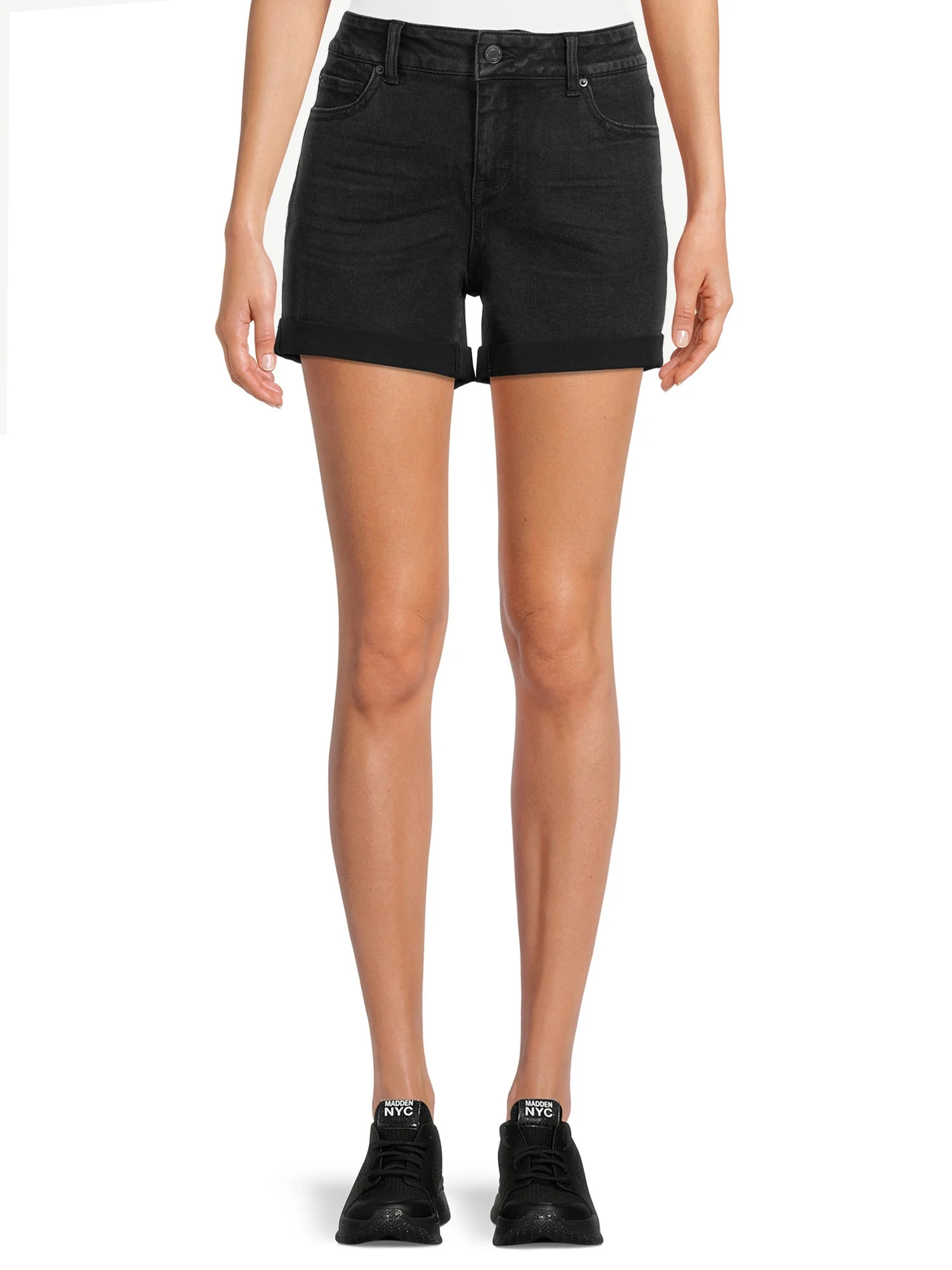 Time and Tru Women's Mid Rise Shorts with Double Roll Cuffs | Walmart (US)