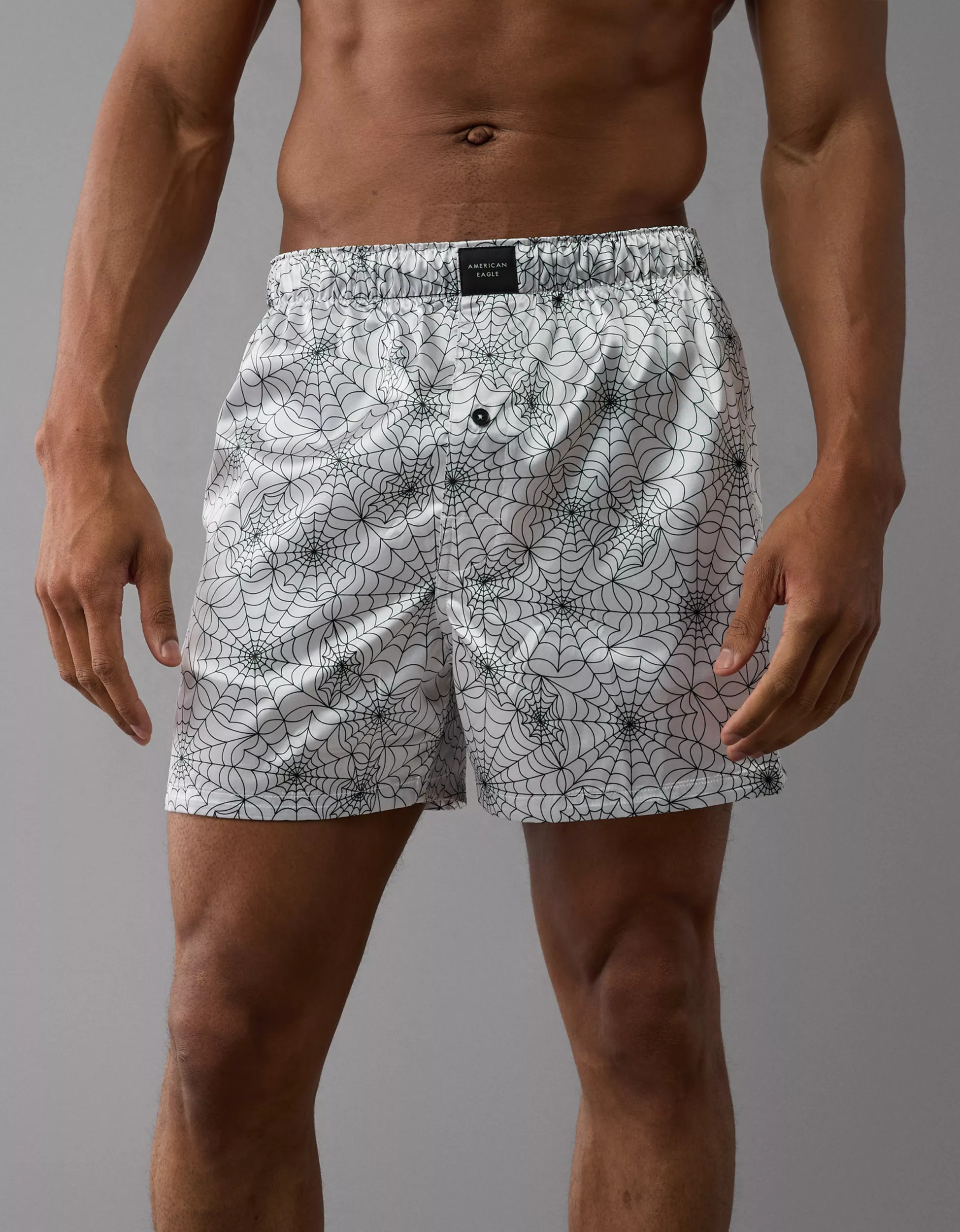 AEO Spider Web Halloween Satin Pocket Boxer Short | American Eagle Outfitters (US & CA)