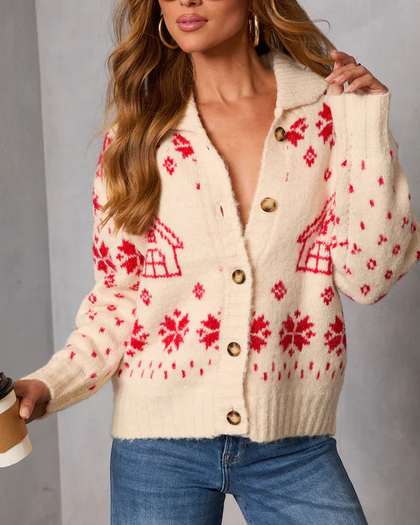 Snowfall Cottage Novelty Fair Isle Cardigan | VICI
