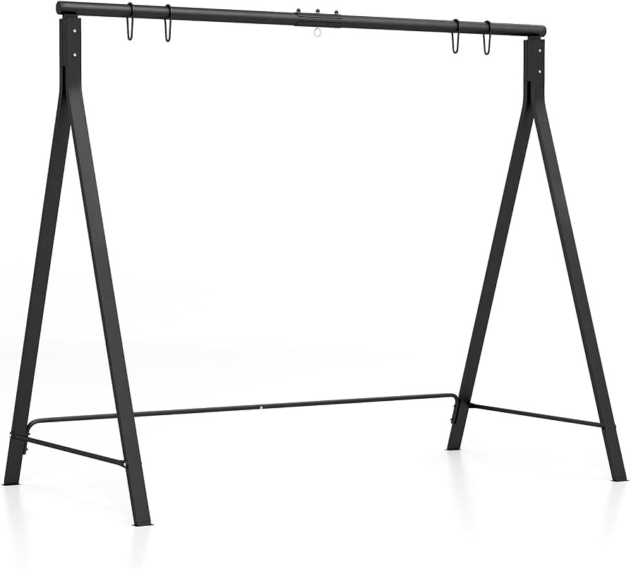 Tangkula Metal Swing Frame, Porch Swing Stand with Extra Side Bars, 5 Hanging Rings, Heavy Duty S... | Amazon (US)