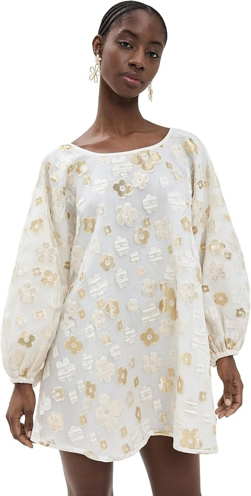 Women's White and Gold Organza Good Luck Dress | Amazon (US)