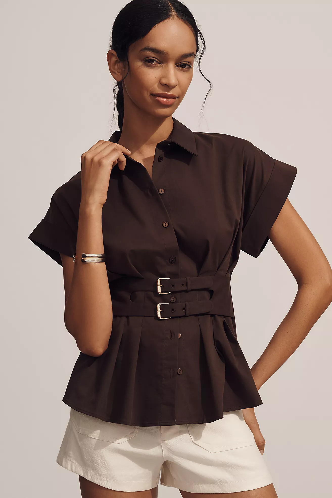 The Tobie Pleated Blouse by Exquise: Double-Buckle Edition | Anthropologie (US)