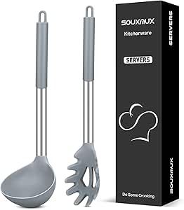 Silicone Pasta Fork and Soup Ladle Set, Non-Stick BPA Free Heat-Resistant Handy Kitchen Utensils ... | Amazon (US)