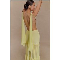 Haille Knit Chiffon Maxi Dress - Lemon I MESHKI I Size S | MESHKI US