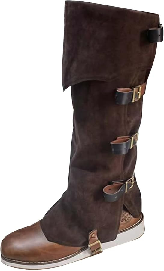 Men's Medieval Boot Covers,Renaissance Pirate Costume Boots Cover,Faux Leather Steampunk Shoes Co... | Amazon (US)