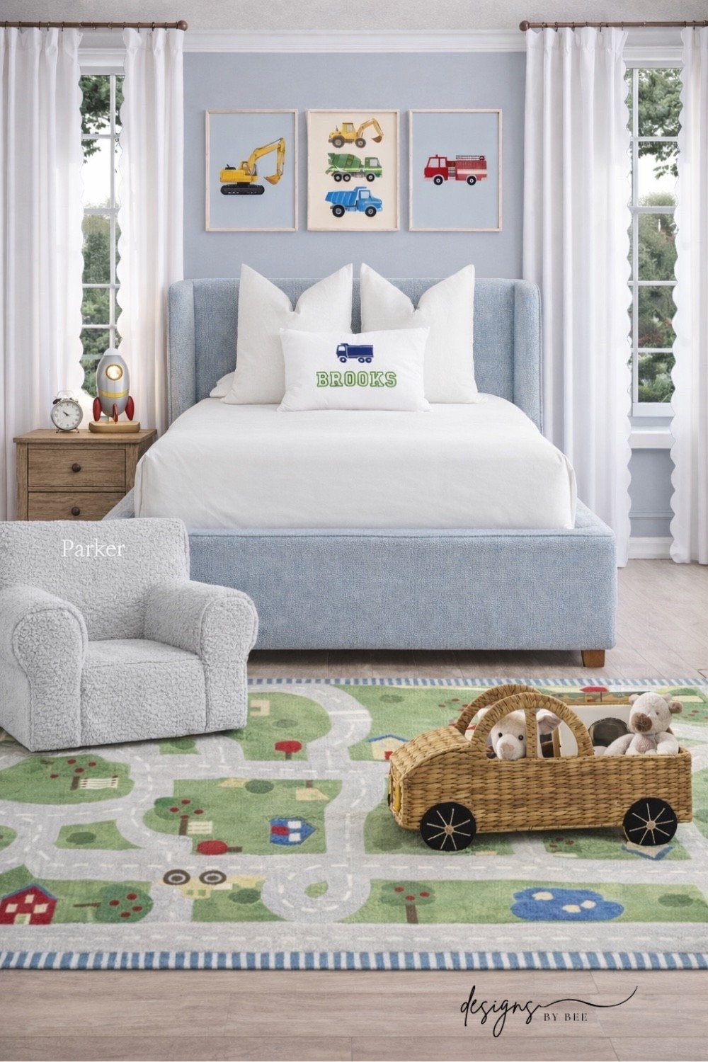 truck themed bedroom for toddler boy 

#LTKHome #LTKKids

Comment SHOP below to receive a DM with the link to this post on my LTK ⬇ https://liketk.it/5NHA1