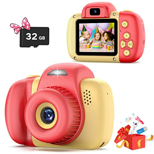 Goopow Mini Kids Camera Toys for 3 4 5 6 7 8 Year Old Girls Boys, Toddler Children Digital Video Camcorder Camera, Best Chritmas Birthday Festival Gift for Kids - 32G SD Card Included | Amazon (US)