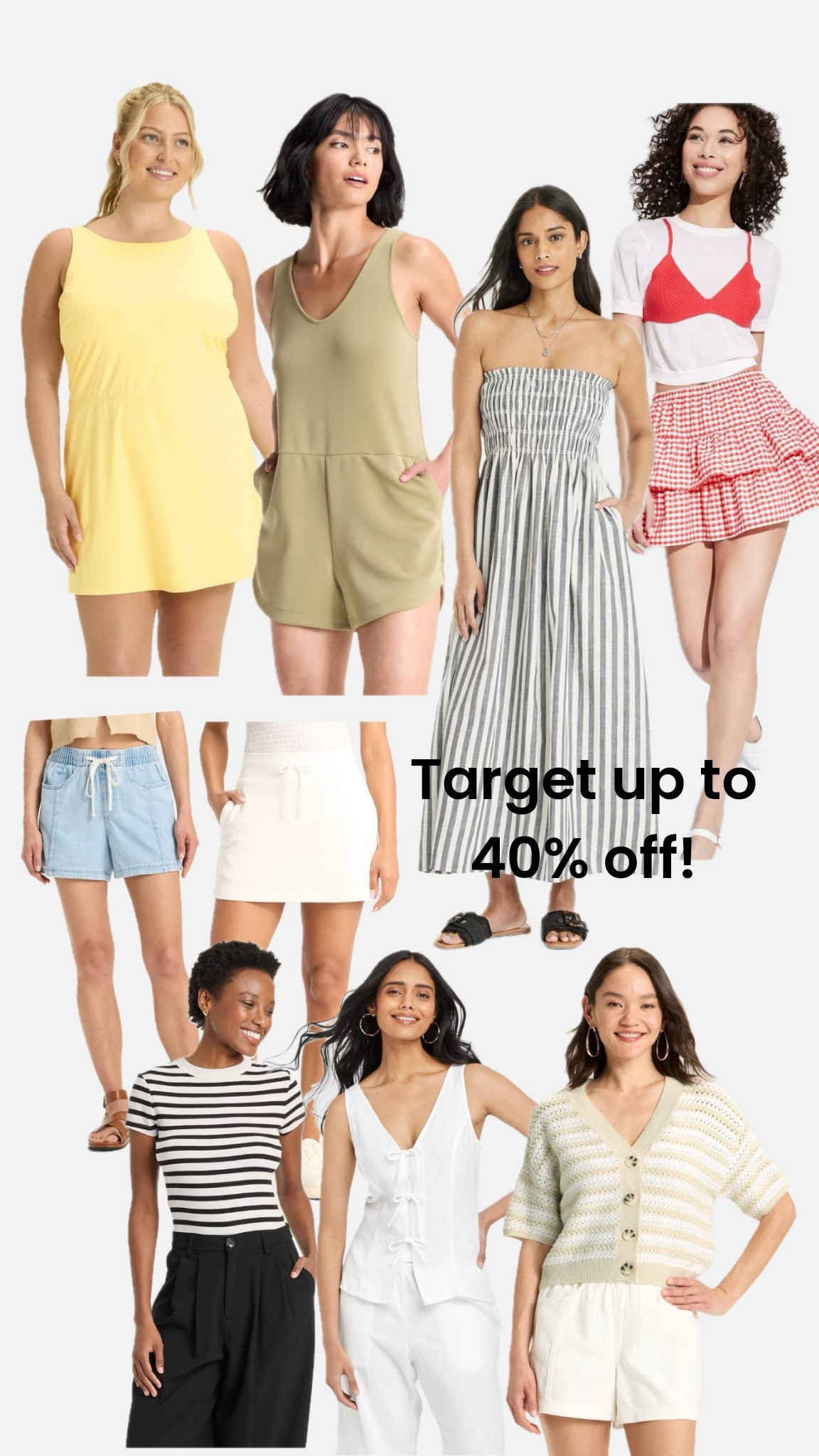 Select target items up to 40% off!! So much on sale from tops, to shorts, to dresses and activewear! 
All mom and postpartum approved! 
I have several of these items and the rest in my cart!
Activewear dresses
Rompers
Shorts
Smocked dresses
Skorts
Button front tops
Staple tshirt 


#LTKSeasonal #LTKSaleAlert #LTKSummerEdit