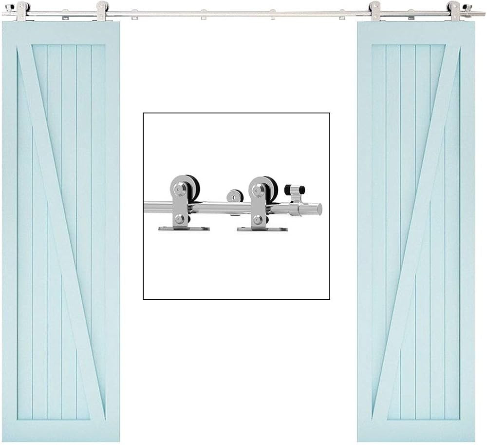 TSMST 7FT Sliding Barn Door Hardware Kit, Top Mount Stainless Steel Heavy Duty Sturdy Barn Door T... | Amazon (US)