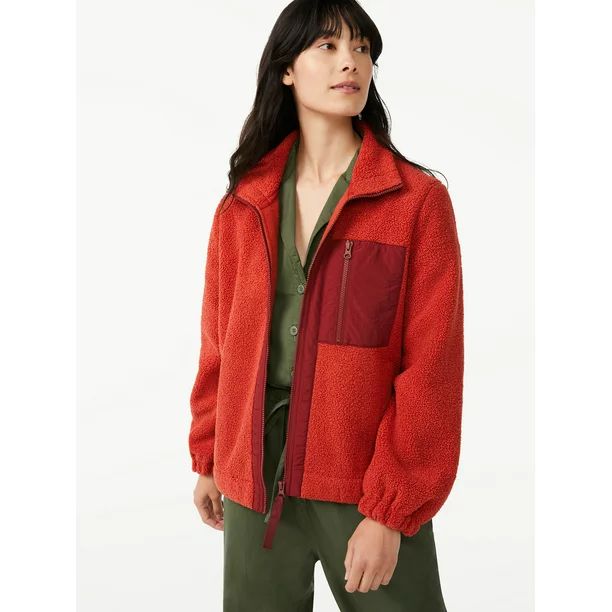 Free Assembly Women's Teddy Fleece Zip-Up Jacket - Walmart.com | Walmart (US)