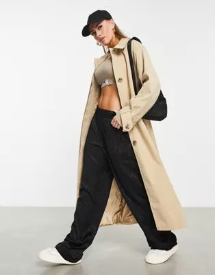 ASOS Weekend Collective printed trench coat in stone | ASOS (Global)