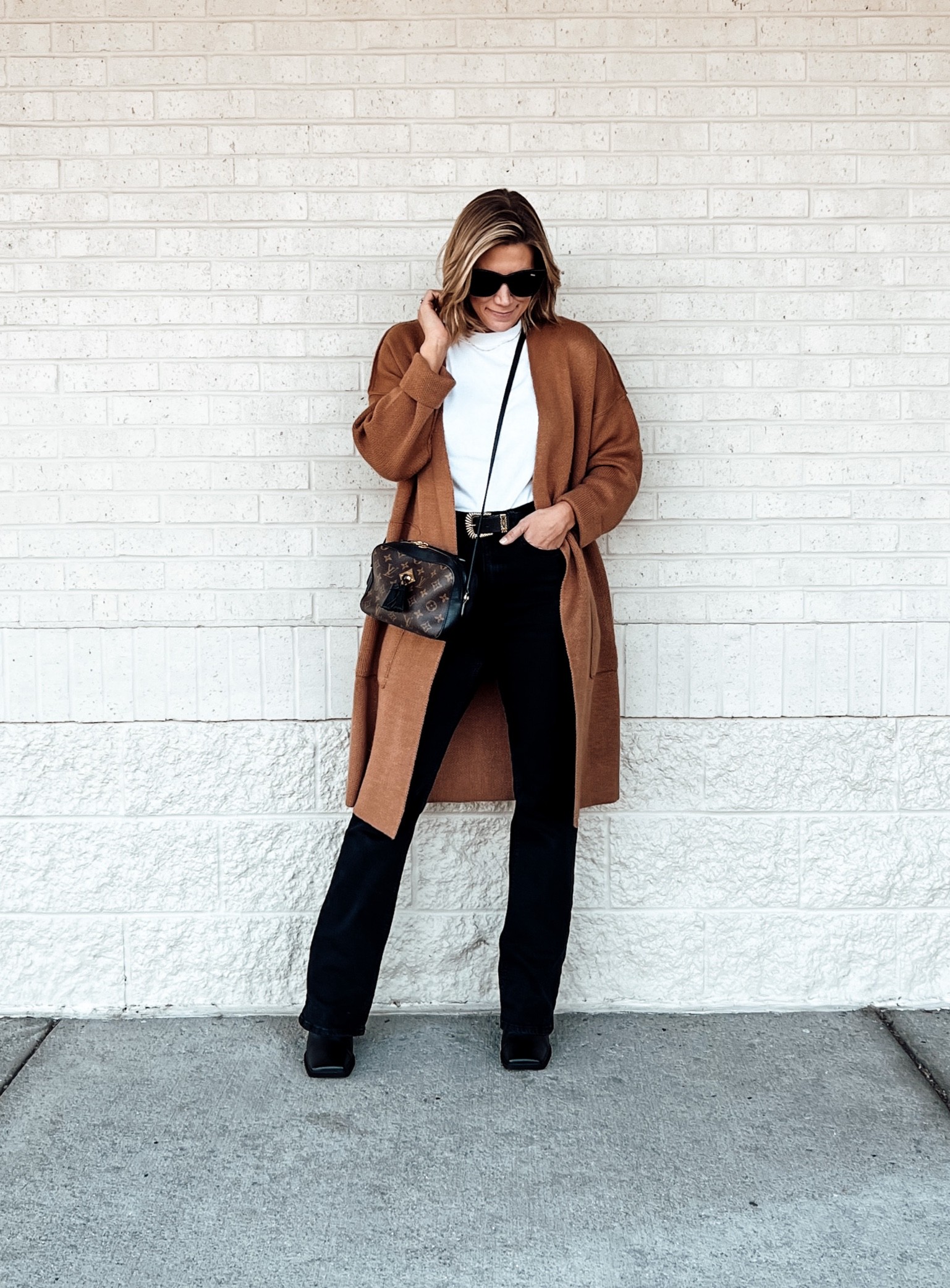 Fall Outfit
Jeans tts
Cardigan sized down to XS
Tee sized up to medium (recommend tts)
Boots tts
Belt tts

#LTKSeasonal #LTKsalealert #LTKunder50