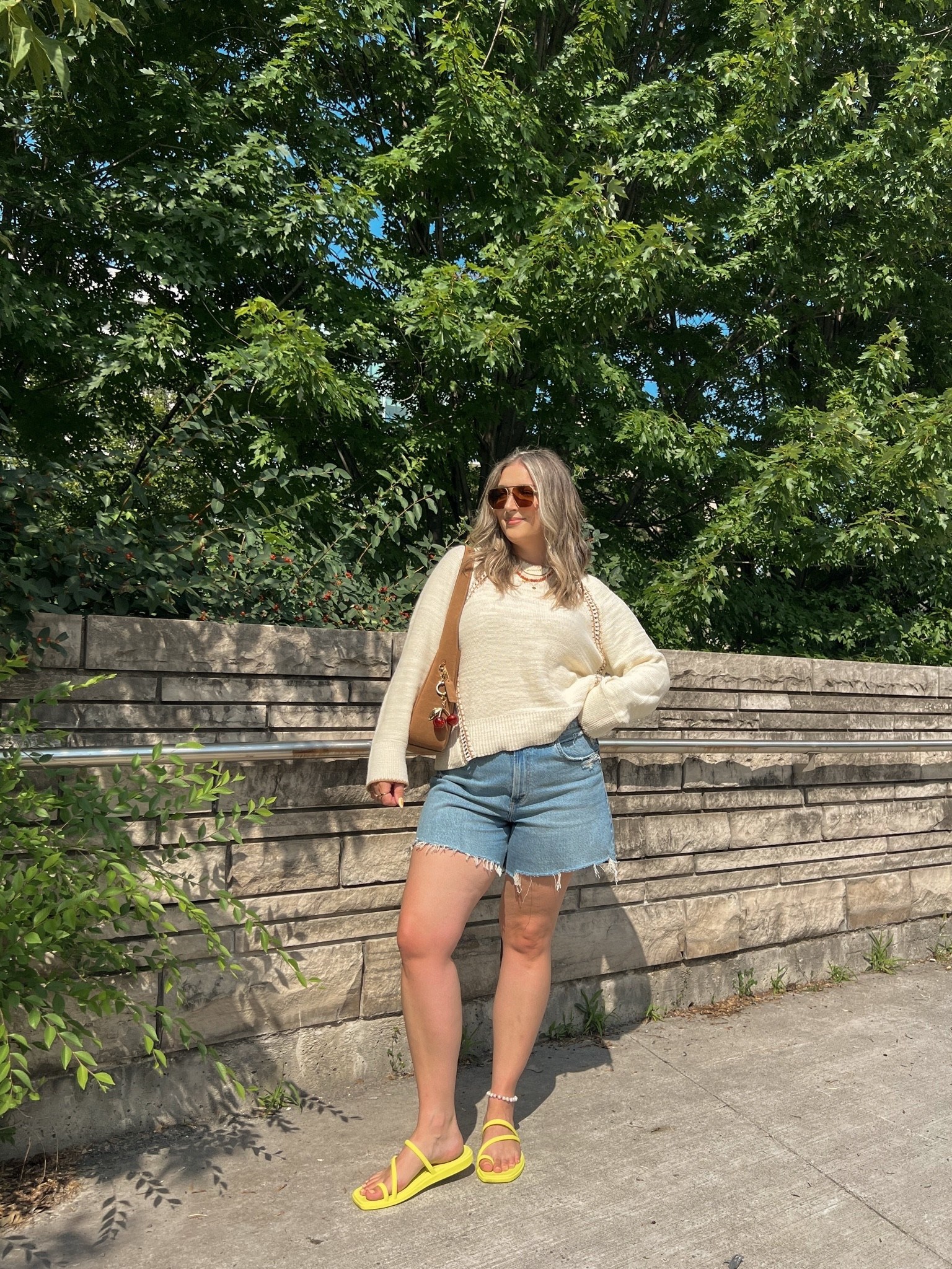 Casual summer outfit part of the Abercrombie sale! Wearing my usual size L in the 100% cotton sweater. These are my fave denim shorts - love the 5 inch inseam! Sized up to 32 for a loose comfy fit. I’m a 9.5-10 shoe and wear a 10 in the crocs sandals

#LTKsale #LTKmidsize #LTKsummer