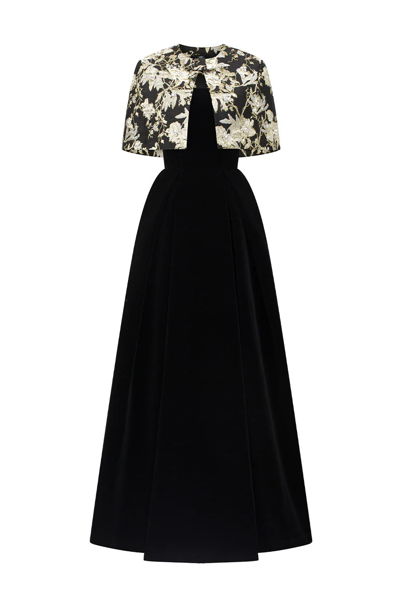 MIRABELLE LYON VELVET AND JACQUARD GOWN | I.H.F | CULT MIA | CULT MIA UK LTD