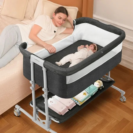 Babyeap Baby Bassinet Bedside Sleeper Bassinet for 0–5 Months Infants, Unisex, Dark Gray | Walmart (US)