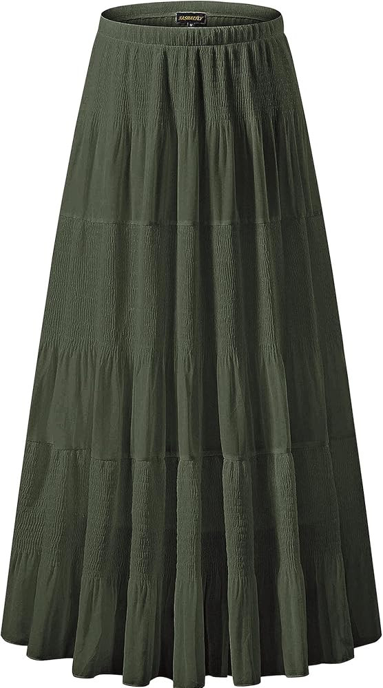 NASHALYLY Women's Chiffon Elastic High Waist Pleated A-Line Flared Maxi Skirts | Amazon (CA)