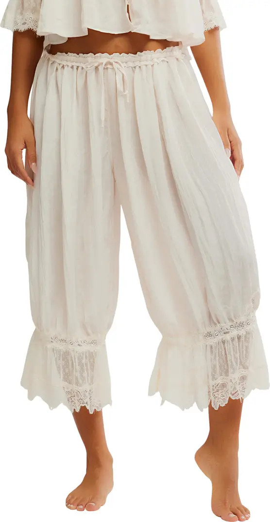 Free People Forever Young Lace Trim Wide Leg Crop Pajama Pants | Nordstrom | Nordstrom