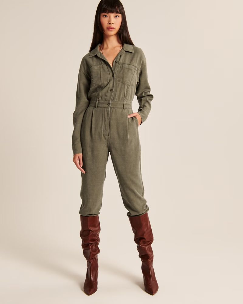 Long-Sleeve Utility Jumpsuit | Abercrombie & Fitch (US)
