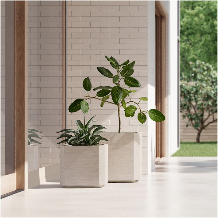 Beveled Ficonstone Indoor/Outdoor Planters | West Elm (US)