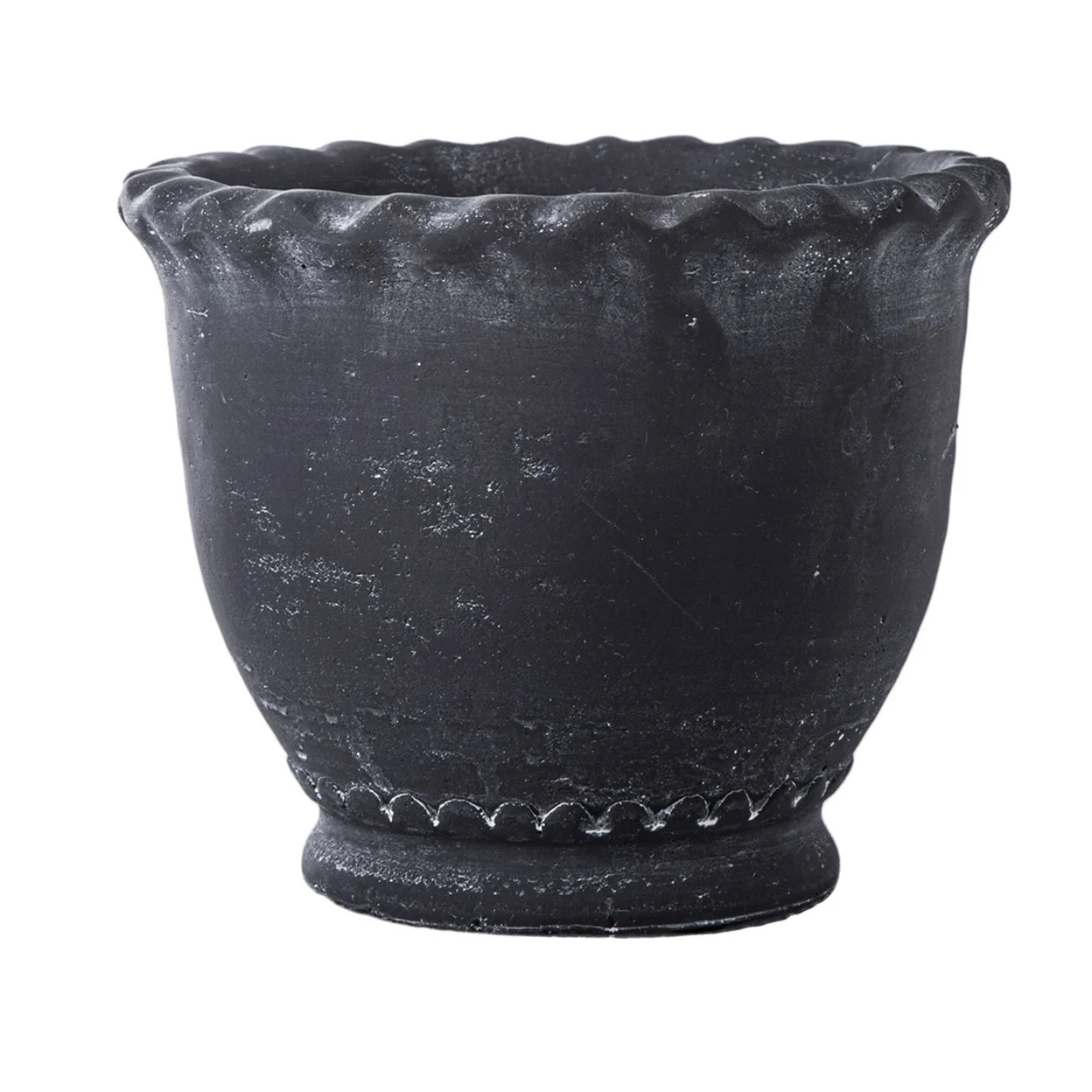 Cement Round Pot with Wave Mouth Design and Tapered Bottom on Flat Base SM Washed Finish Dark Gra... | Walmart (US)