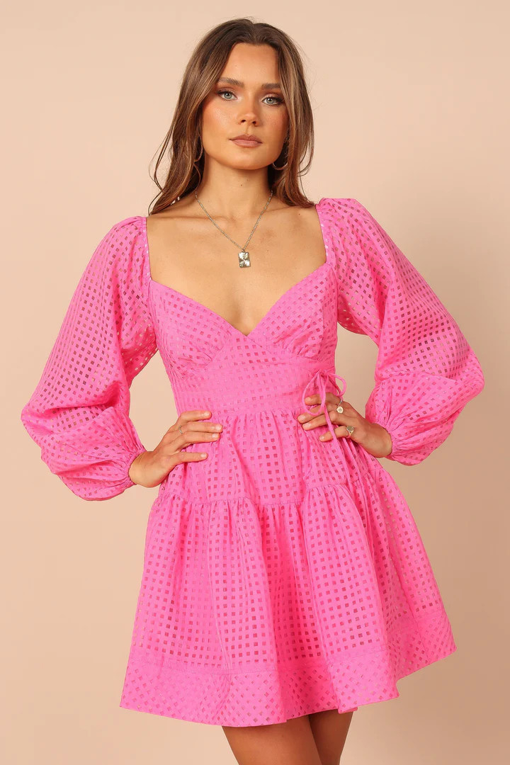 Augusta Long Sleeve Mini Dress - Magenta | Petal & Pup (US)