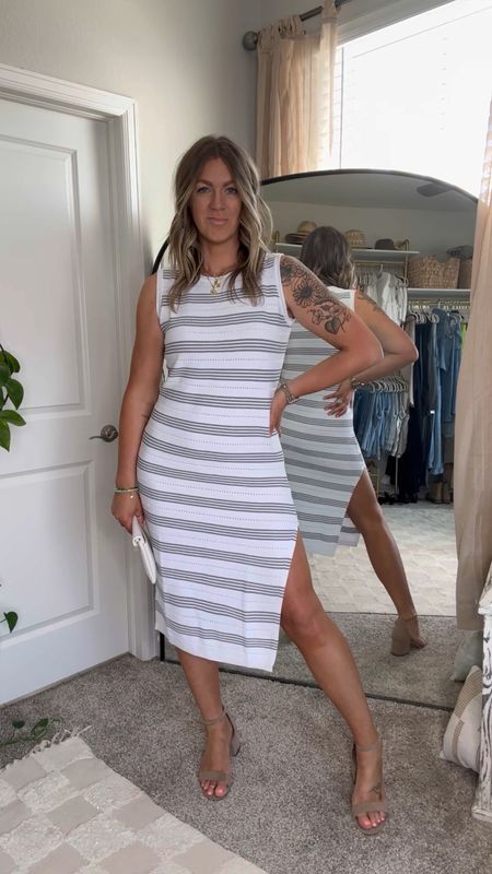 Amazon dress 30% off!
Wearing a large, comes in lots of colors (mine is white & grey) 
Tee is a medium
11 in both shoes 

#LTKSaleAlert #LTKVideo #LTKMidsize