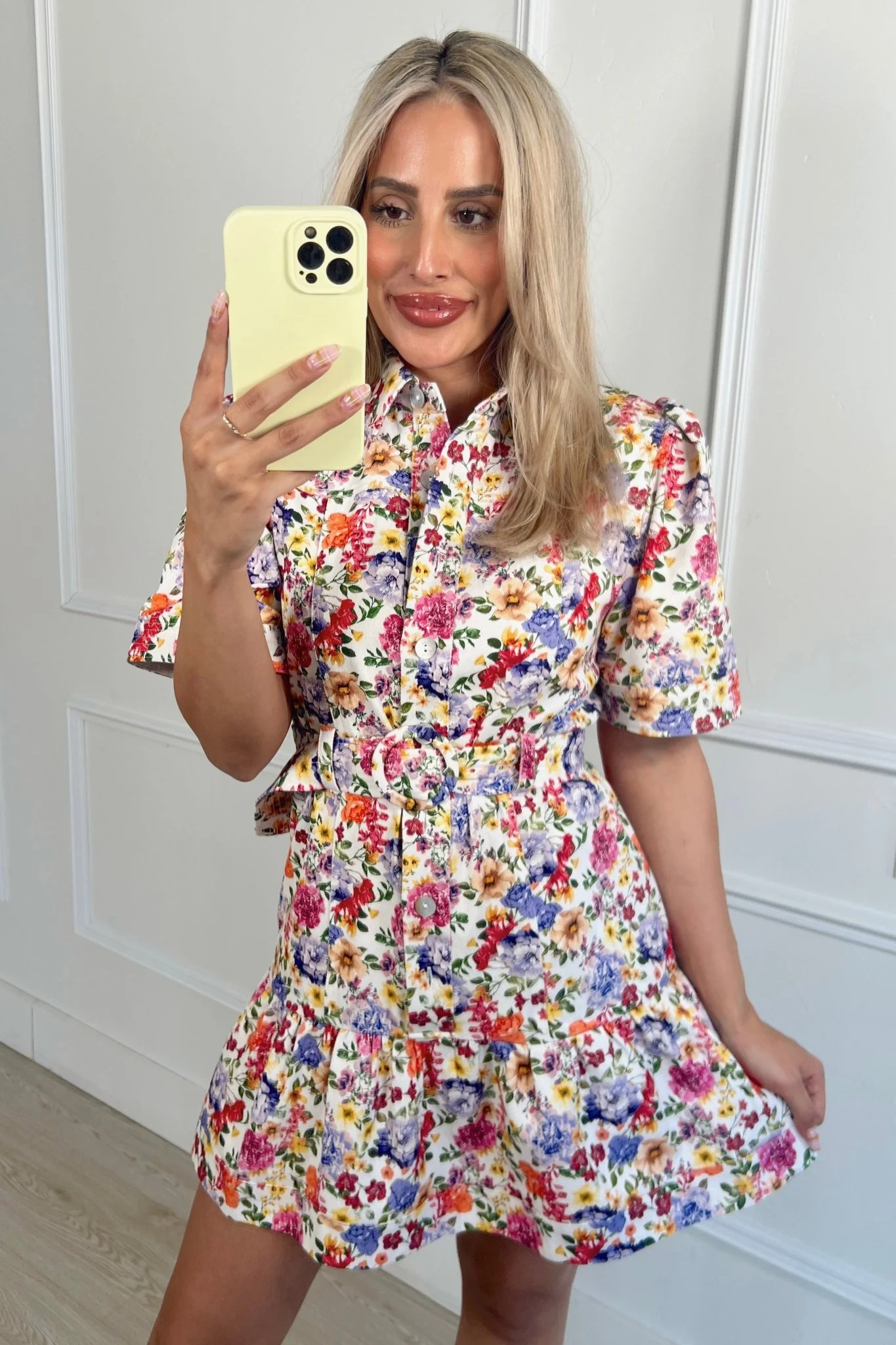 SUSAN FLORAL BELTED MINI DRESS | Apricot Lane Boutique