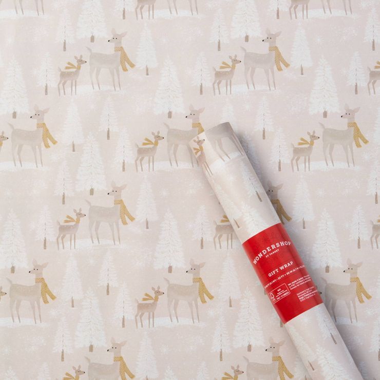 55 sq ft Deer Gift Wrap Gray - Wondershop™ | Target