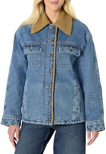 Amazon Essentials (Demi's Pick) Women's Oversized-Fit Faux-Shearling Lined Denim Jacket | Amazon (US)
