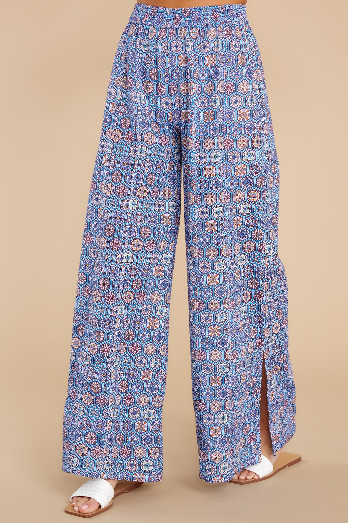 Logan Patchwork Print Eyelet Pants | Red Dress 