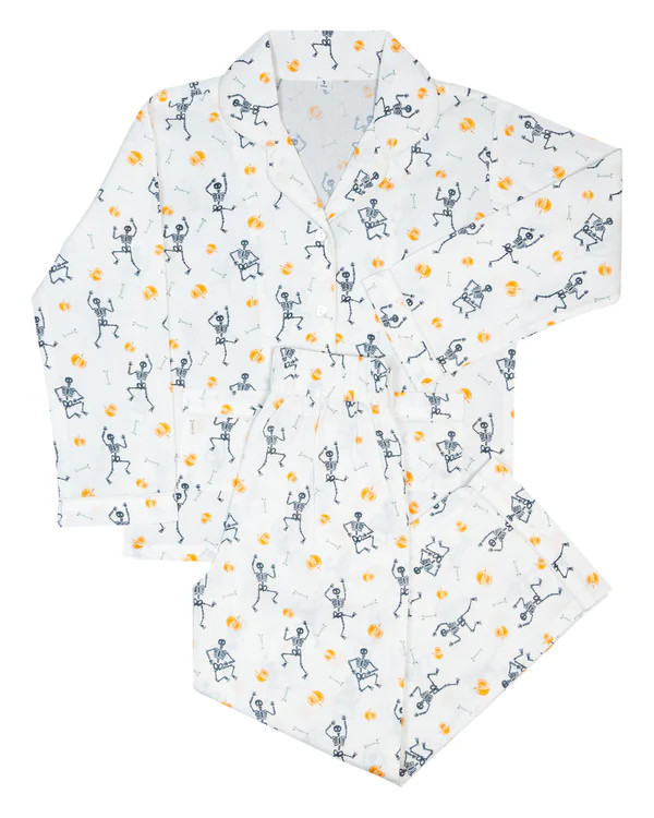 Dancing Skeleton Button Down Pajamas | Smockingbird Kids