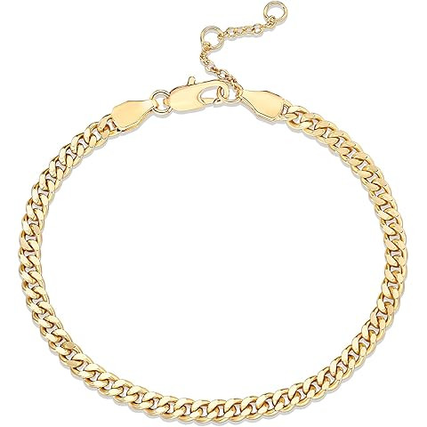 18K Gold Plated 925 Sterling Silver Italian 4mm Mesh Link Chain Bracelet for Women 925 Italy | Amazon (US)